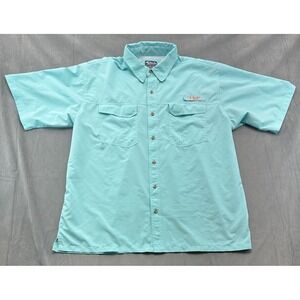 Bimini Bay Outfitters Mens 2XL Aqua Blue Short Sleeve Vented Fishing Shirt 11701